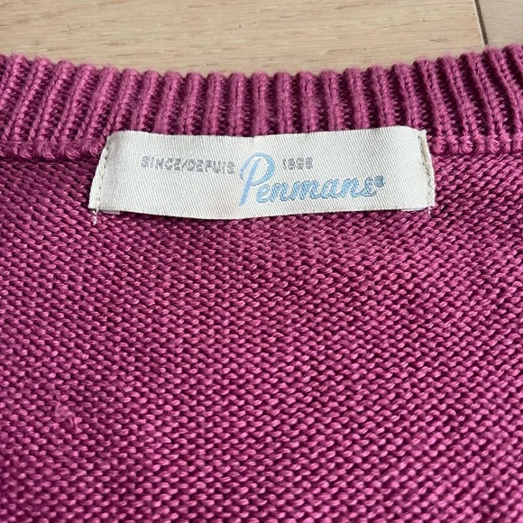 Embroidered V-Neck Button Front Sweater Vest - Raspberry - Picture 3 of 4